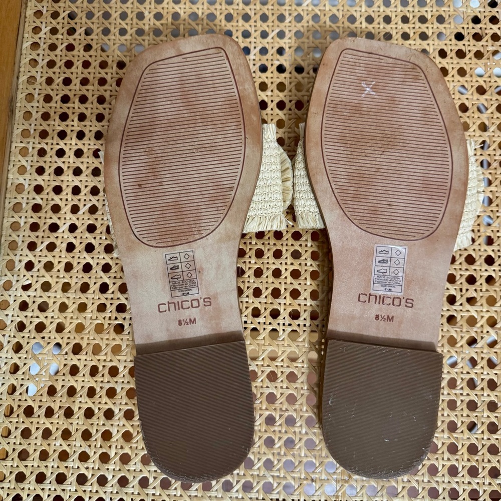 Chicos Raffia Seashell Beach Slide Sandals Size 8.5 - Picture 5 of 5